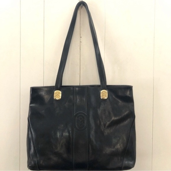 Vintage MARINO ORLANDI Smooth Black Leather Tote - Picture 6 of 17